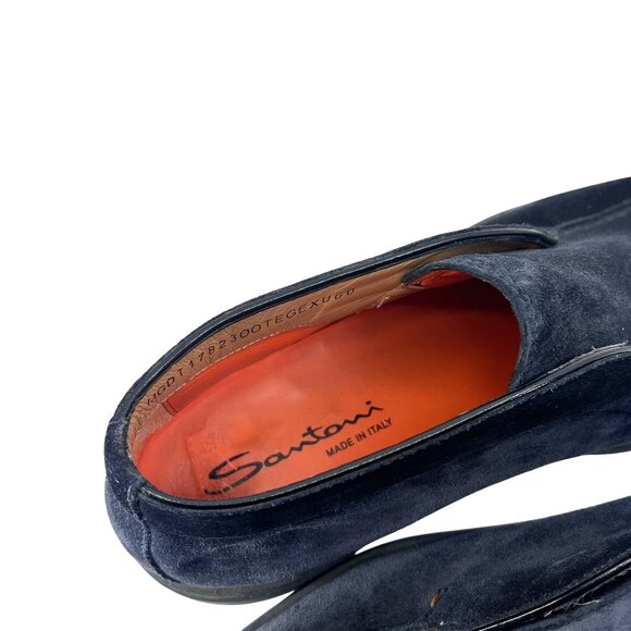 Santoni Andvari Mens Navy Suede Ankle Boot Size 8.5 Made In Italy - Picture 5 of 7